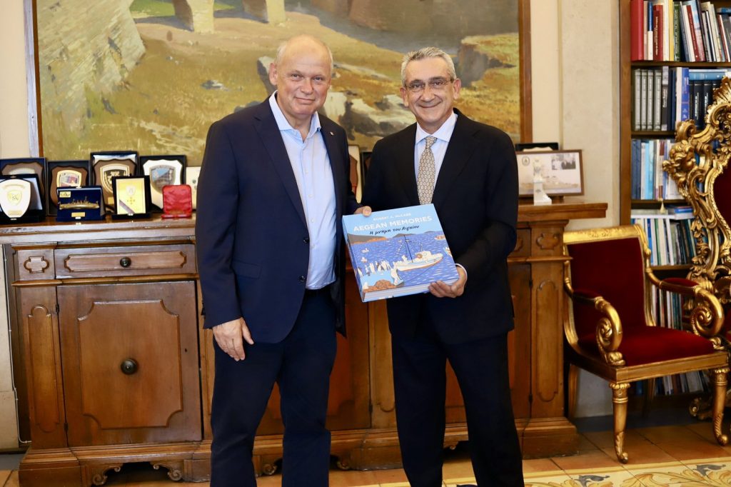 Συνάντηση του Περιφερειάρχη Γιώργου Χατζημάρκου με τον CEO του TUI Group Sebastian Ebel για την πορεία του «The Rhodes Co-Lab»